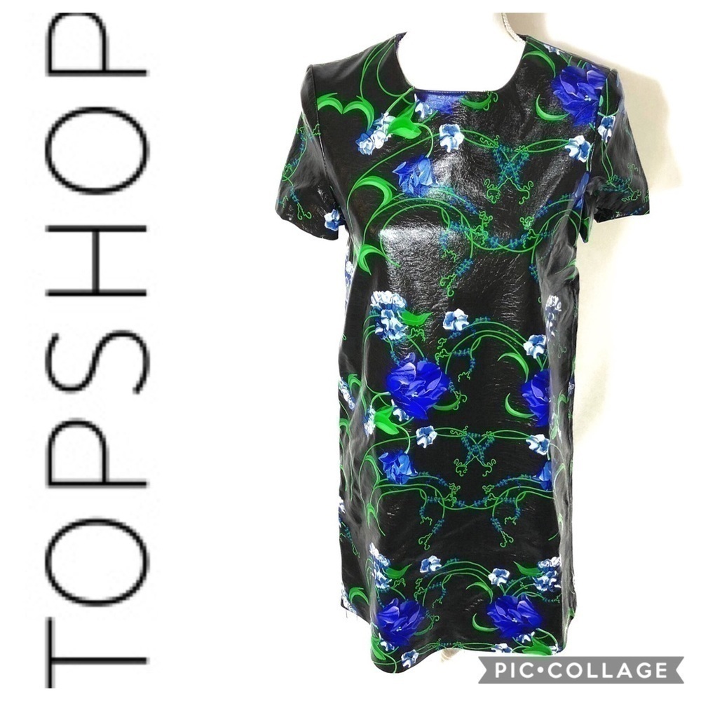 Topshop Black Floral Dress NWT Sz 2 Women’s Midi